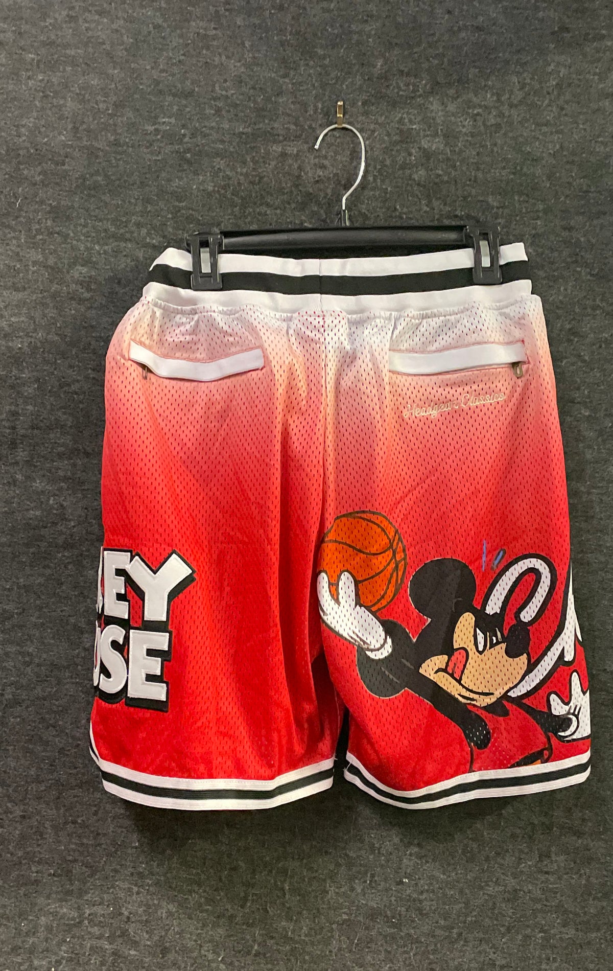 Headgear Classics Men's Chicago Mickey Mouse Basketball Shorts Red Gradient Sz M