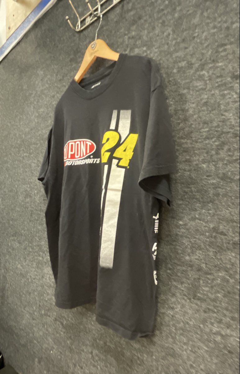 NASCAR T-Shirt Lot 2 Shirts Jeff Gordon 24 DuPont Sammy Smith 18 Joe Gibbs