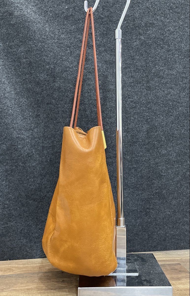 Antik Kraft Brown Leather Slouchy Tote Shoulder Bag Gold Hardware