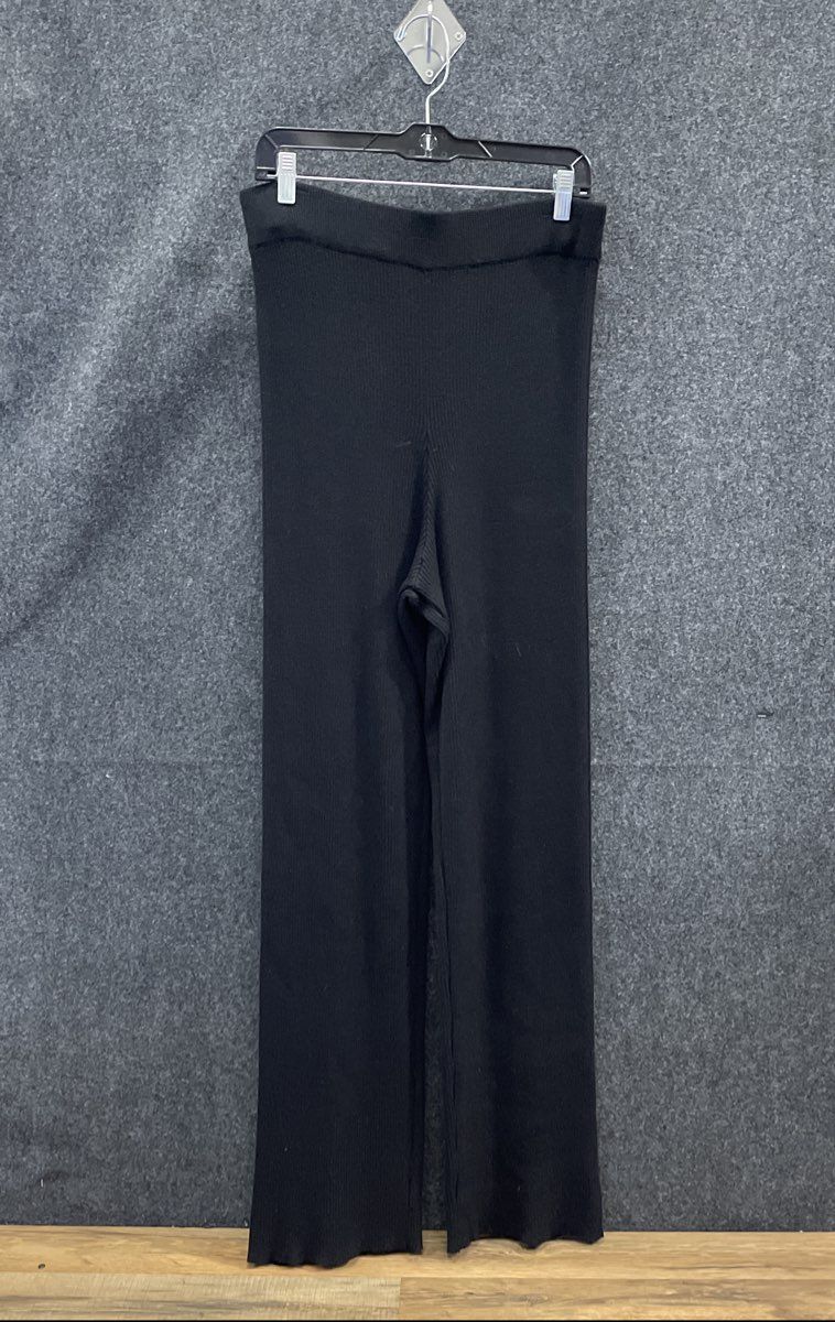 Abercrombie & Fitch Women's Black Ribbed Wide-Leg Knit Pants NWT Sz L
