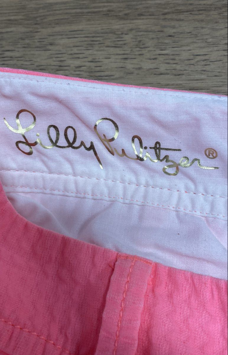 Lilly Pulitzer Women's The Walsh Short Pink Seersucker Cotton Chino Sz 00