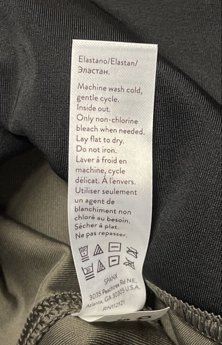 Spanx Women's Faux Leather Moto Leggings Charcoal Gray Ribbed Panels Size M
