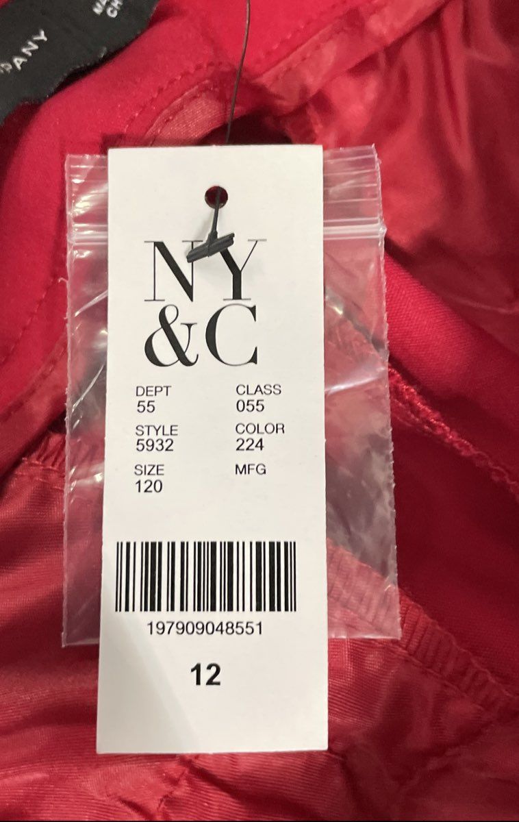 NY&C New York & Company Women's Red Straight Leg Cotton Blend Pants NWT Size 10