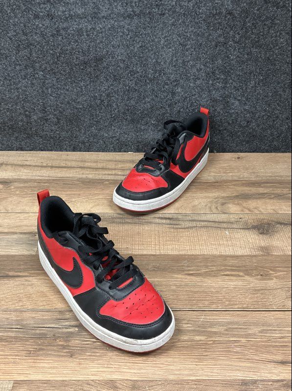 Nike Court Borough Low 2 University Red Black White Kids Sneakers Size 4Y