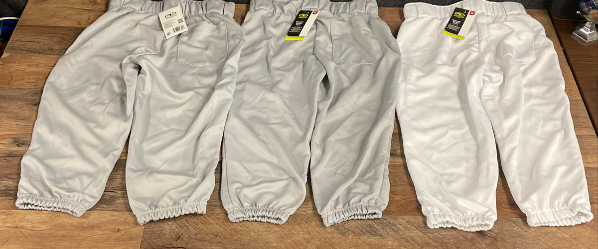 Athletic Works Youth Baseball Softball Pants Lot of 3 Gray White NWT Sz M