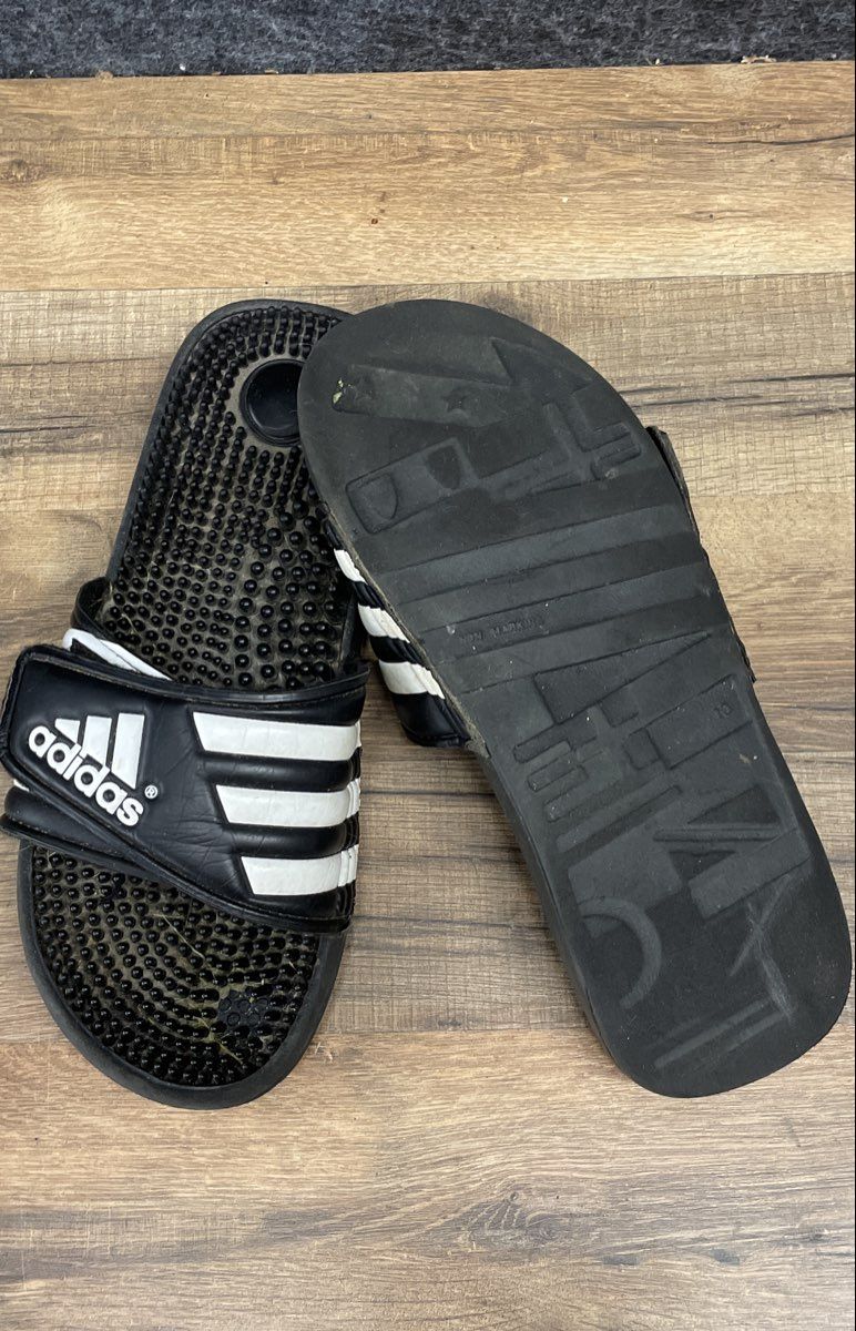 Adidas Adissage Black White Massage Slides Men's Size 10