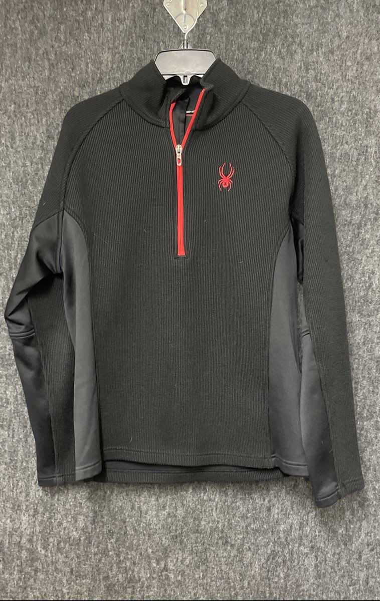 Spyder Men's Outbound Midweight 1/4 Zip Sweater Black Red Pullover Size M