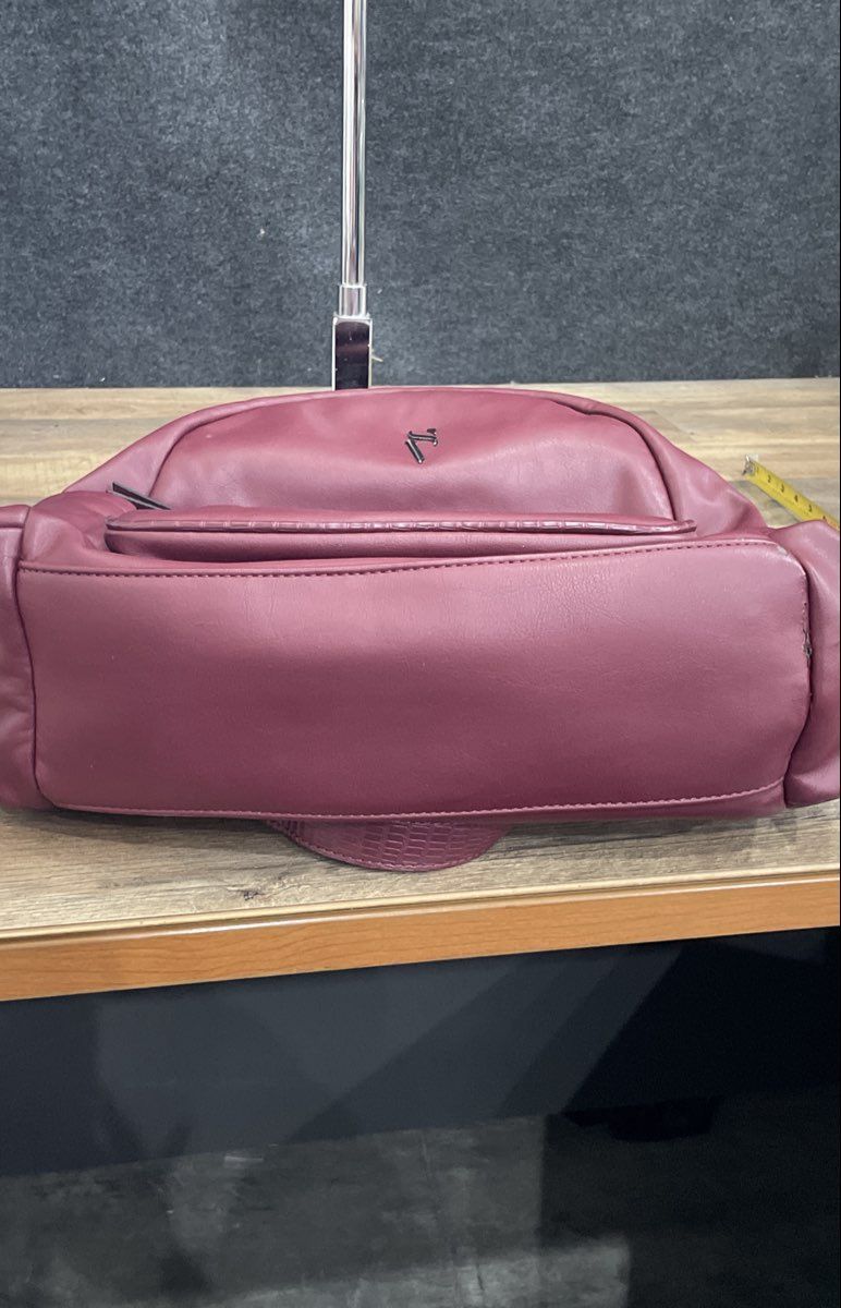 Simply Vera Vera Wang Maroon Faux Leather Backpack Large Laptop Sleeve