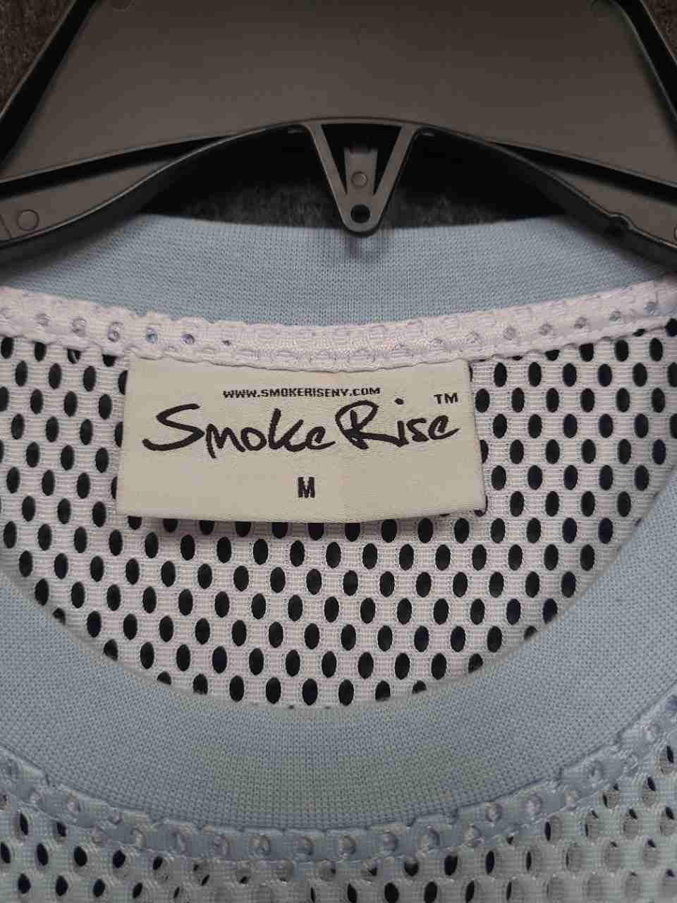 Smoke Rise Men's Mesh Jersey Shirt Blue White Flame Smoke Studios Graphic Sz M
