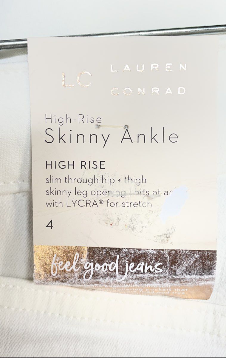 LC Lauren Conrad Women's White High-Rise Skinny Ankle Jeans Size 4 NWT