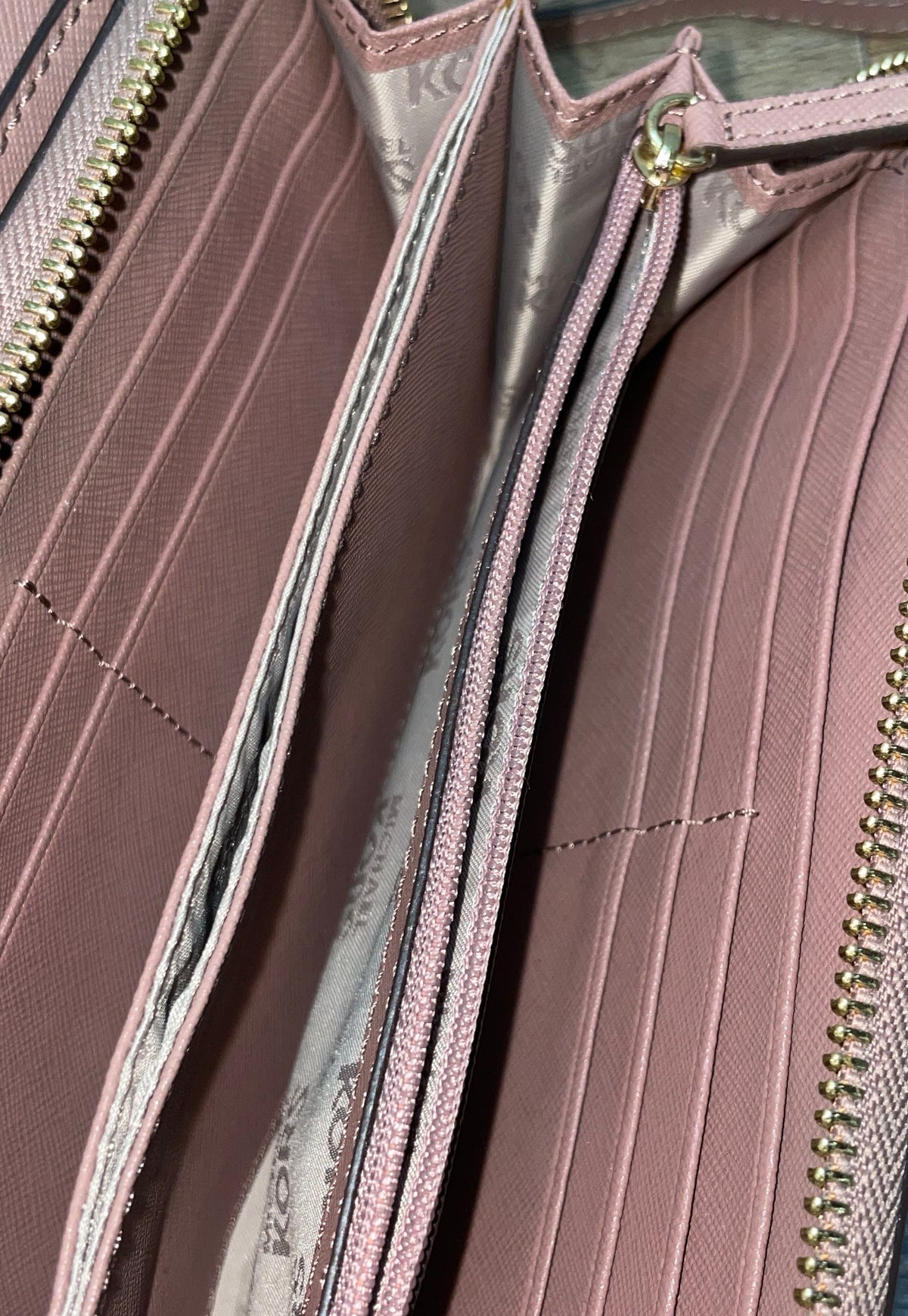 Michael Kors Pink Saffiano Leather Double Pouch Turn-Lock Crossbody Bag Gold