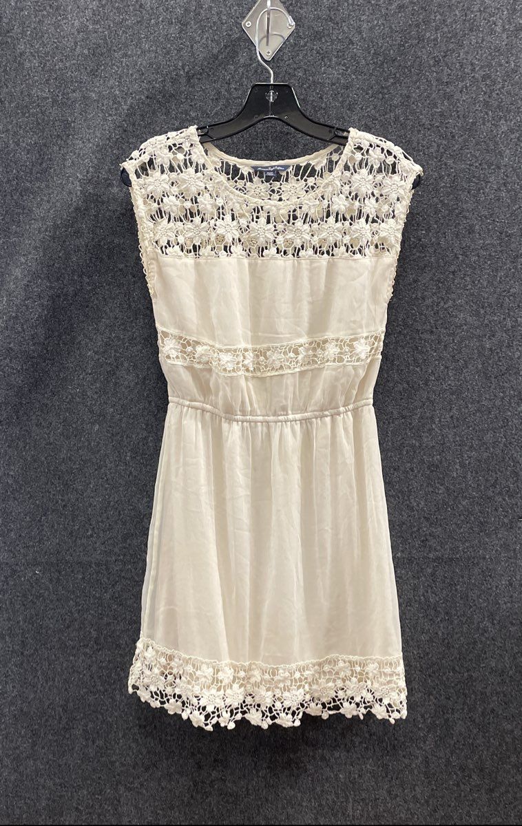 American Eagle Outfitters Women's White Floral Crochet Sleeveless Dress Sz XS