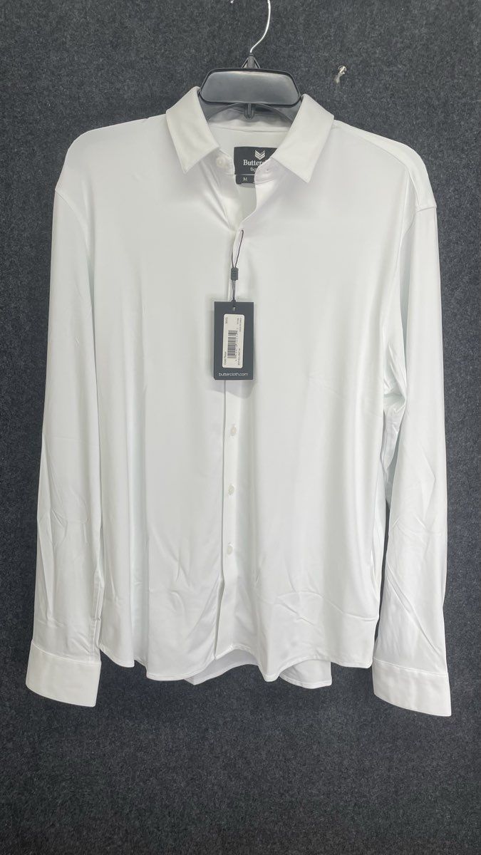 Buttercloth Men's White Crowd Pleaser Performance Stretch Knit Shirt NWT Sz M