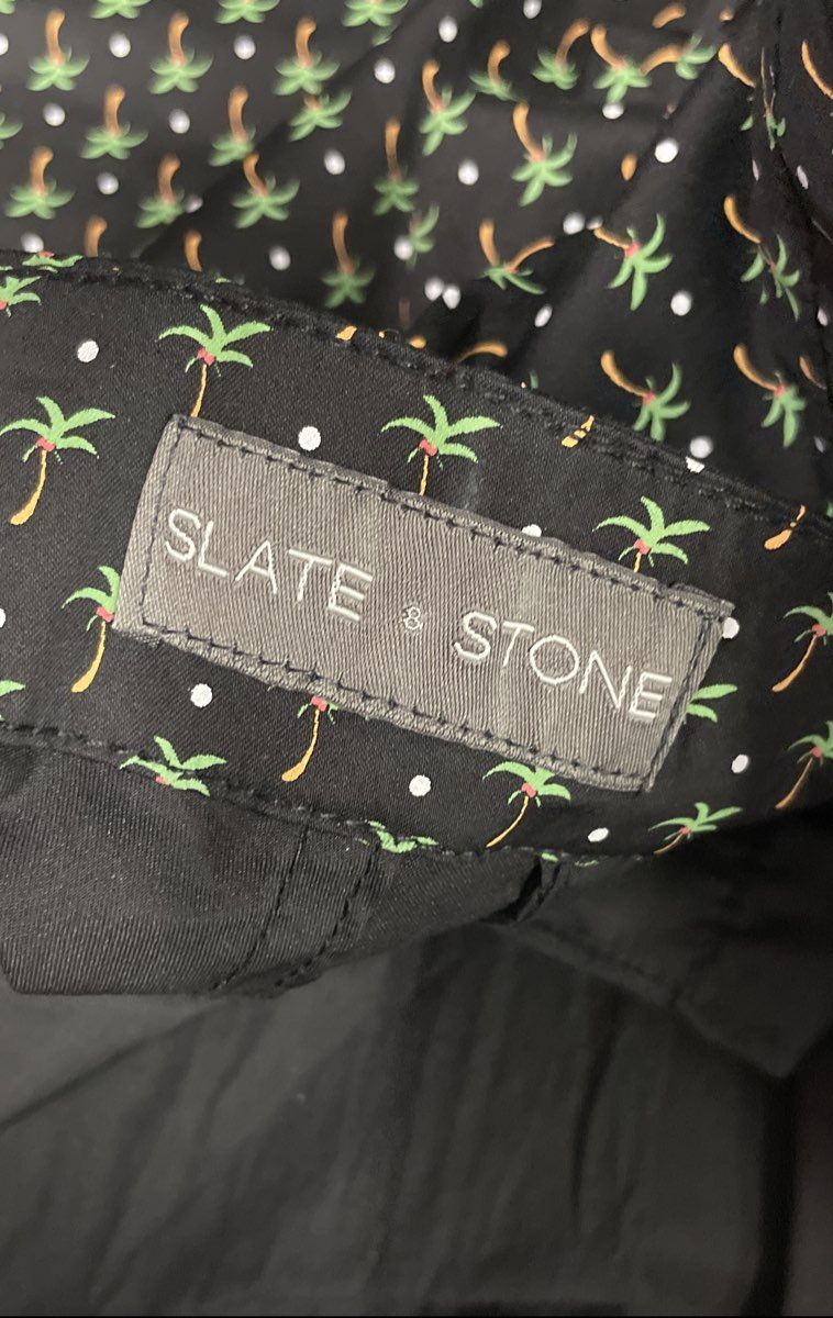 Slate & Stone Men's Black Palm Tree Polka Dot Casual Shorts Size 34