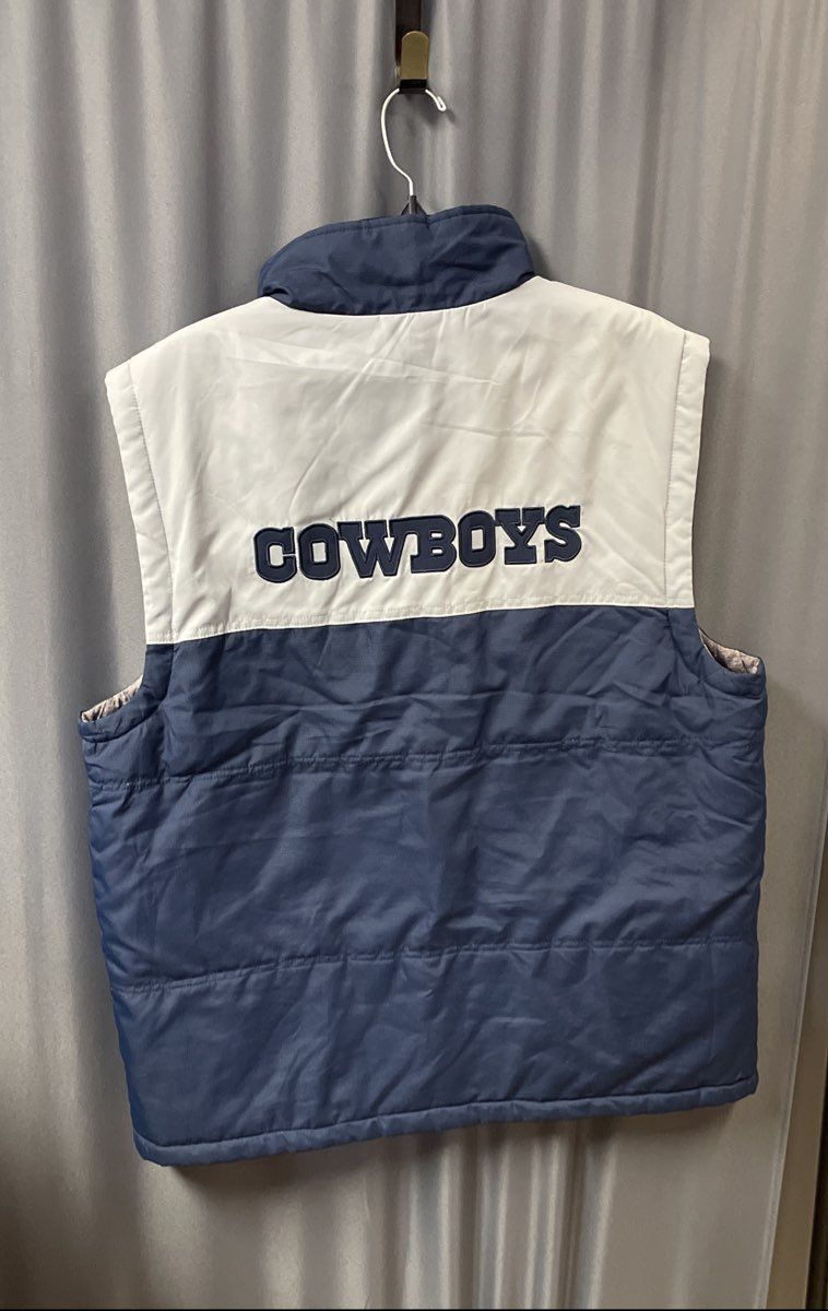 NFL G-III Dallas Cowboys Men's Reversible Zip Up Puffer Vest Navy Gray Sz L