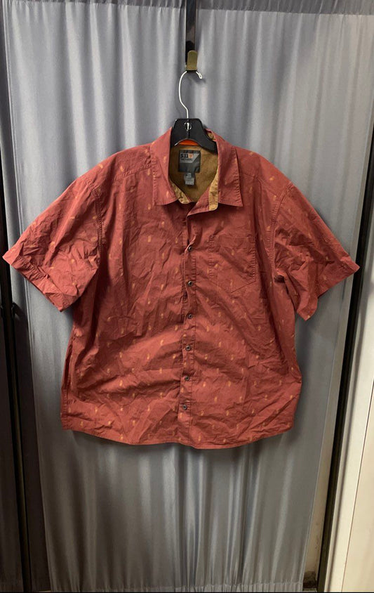 5.11 Tactical Men's Burgundy Pineapple Grenade Print Short Sleeve Shirt Sz L