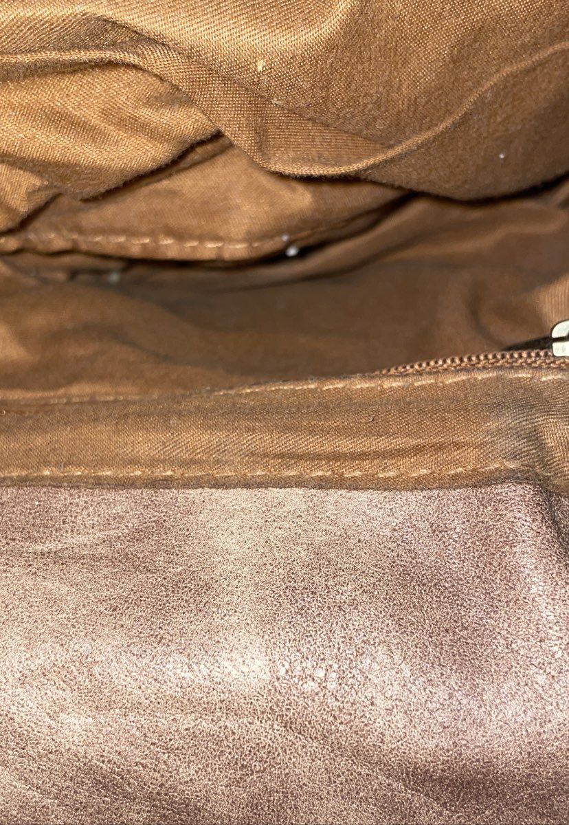 Tan Distressed Faux Leather Crossbody Shoulder Bag Circular Turn Lock Hardware