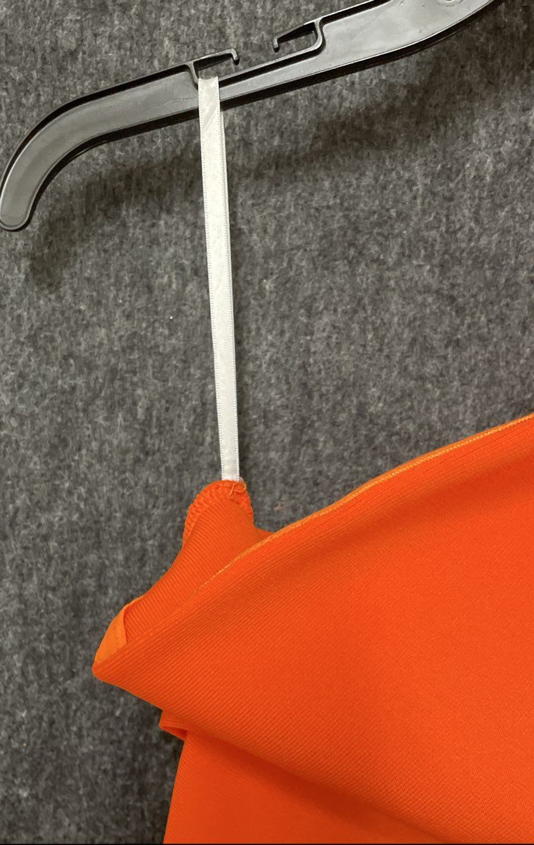 Women's Orange One-Shoulder Bandage Bodycon Ruffle Hem Midi Dress Sz M