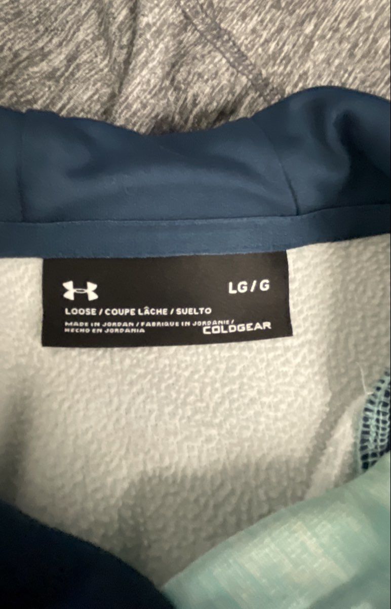 Under Armour Women's ColdGear Loose Pullover Hoodie Mint Green Big Logo Sz LG