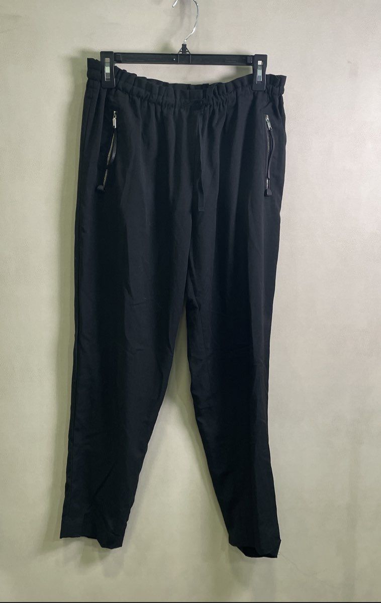 Coach Women's Black Elastic Paperbag Waist Drawstring Tapered Pants Sz 8
