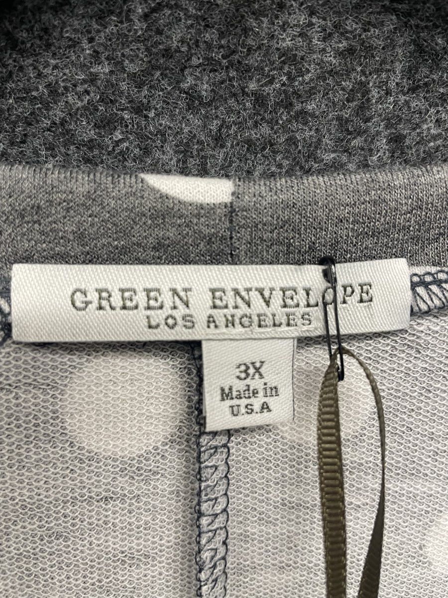Green Envelope Women's Gray Polka Dot 3/4 Sleeve Asymmetric Tunic Top Sz 3X NWT
