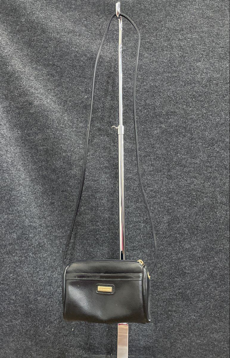 Vintage Liz Claiborne Black Leather Mini Crossbody Bag Gold Hardware