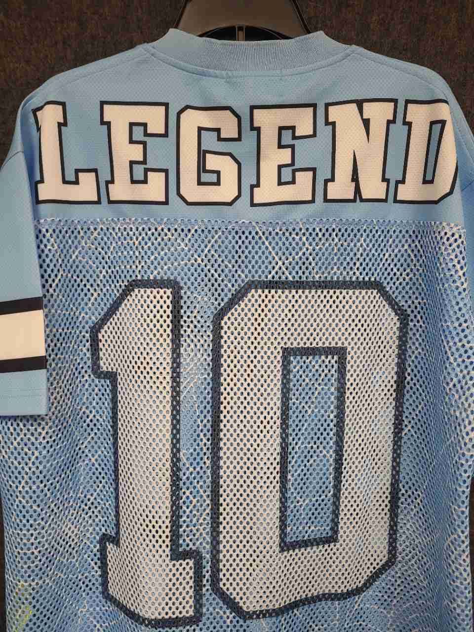 Mr. Mushies Goods Men's Light Blue Legend 10 Mesh Football Jersey Shirt Sz M