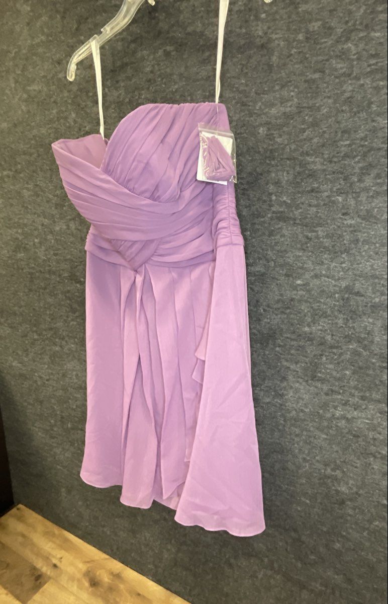 David's Bridal Women's Purple Chiffon Strapless Crisscross Bodice Dress Sz 12