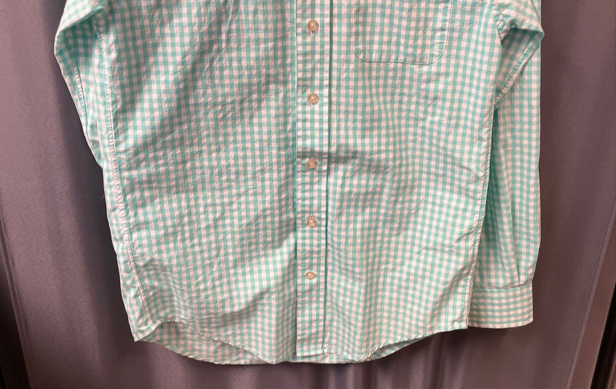 Vineyard Vines Men's Aqua White Gingham Classic Fit Tucker Shirt Sz XS
