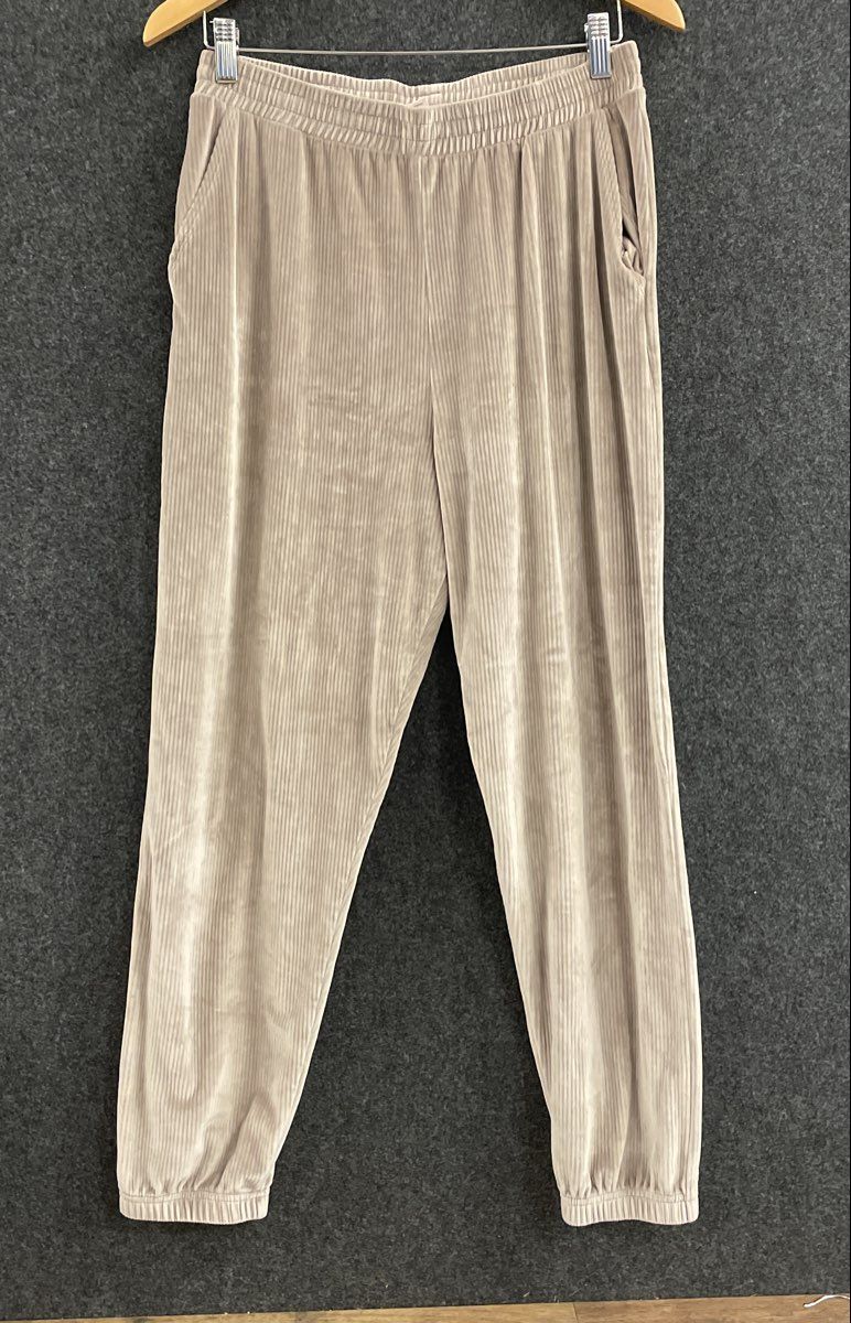 Victoria's Secret Women's Ribbed Velvet Lounge Set Taupe Top & Pants Sz M
