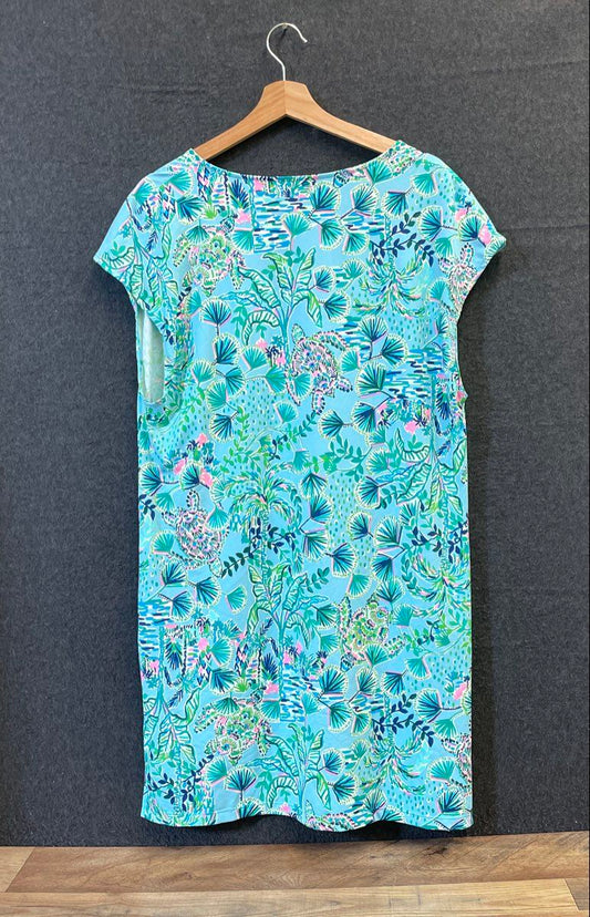 Lilly Pulitzer Women's Lightweight Tropical Leaf Print V-Neck Dress Sz M