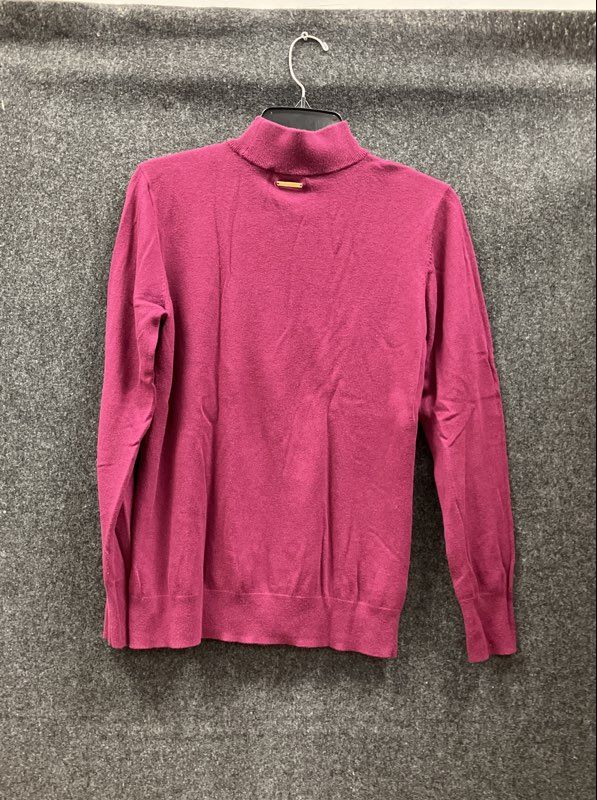 Michael Kors Women's Sweater Berry Mock Neck Cutout Gold Ring Accents Sz 1