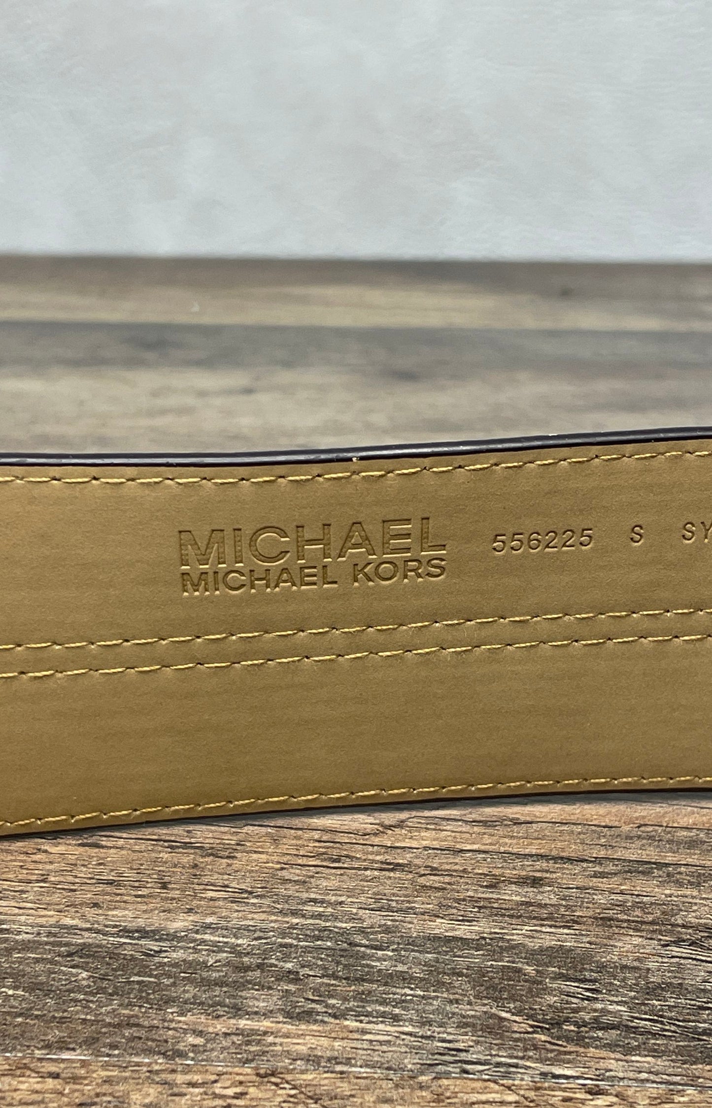 Michael Kors Women's Monogram Colorblock Waist Belt Pink Gray Gold Buckle Sz S