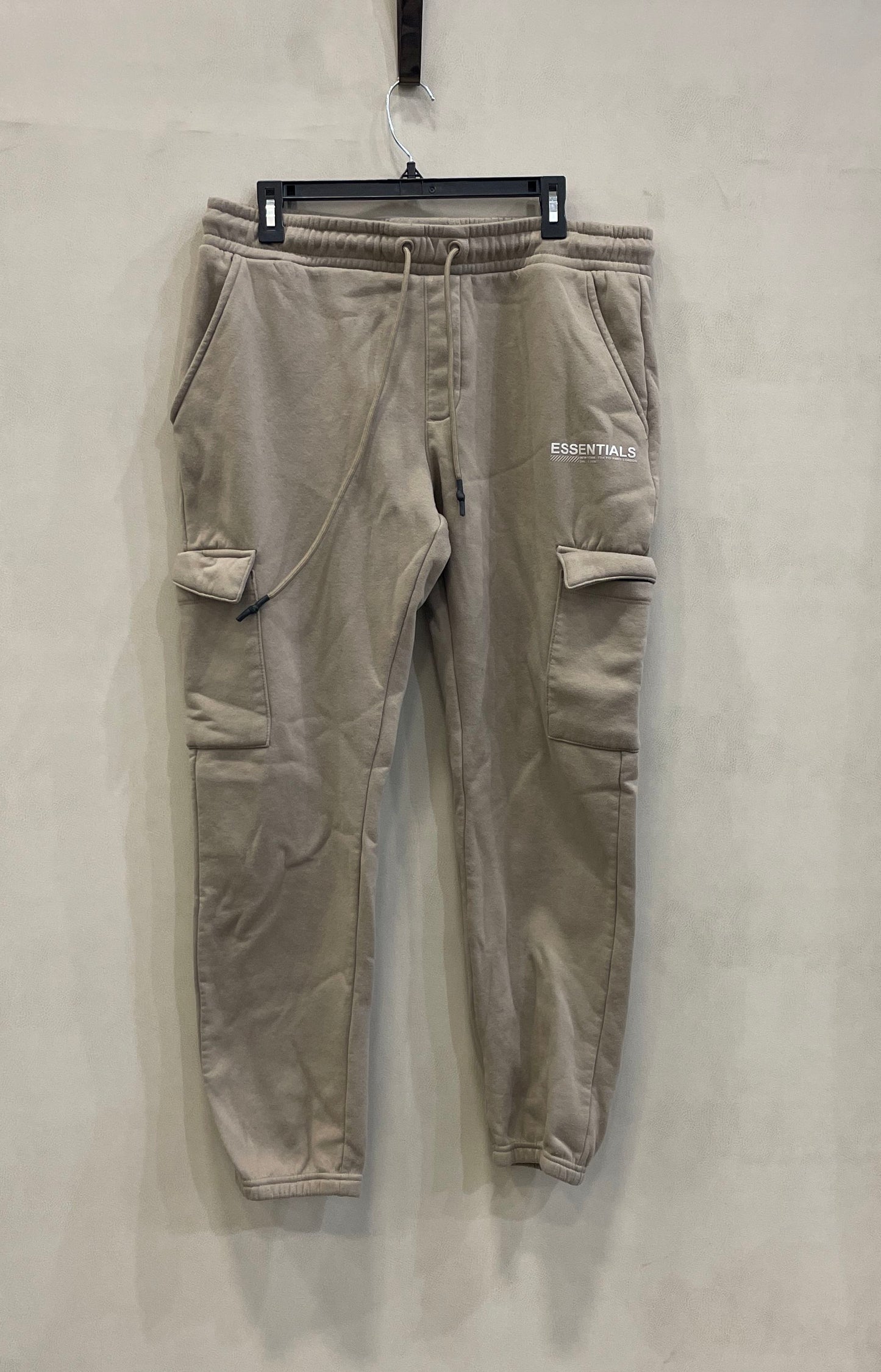 DRJ Essentials Men's Tan Cargo Sweatpants Joggers Fleece Lined Sz L