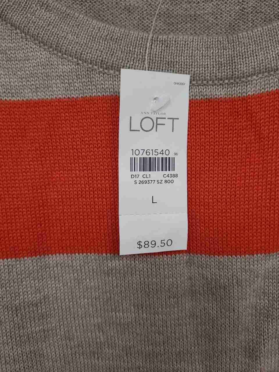 Loft Women's Orange Striped Merino Wool Blend Knit Sweater Dress NWT Sz L
