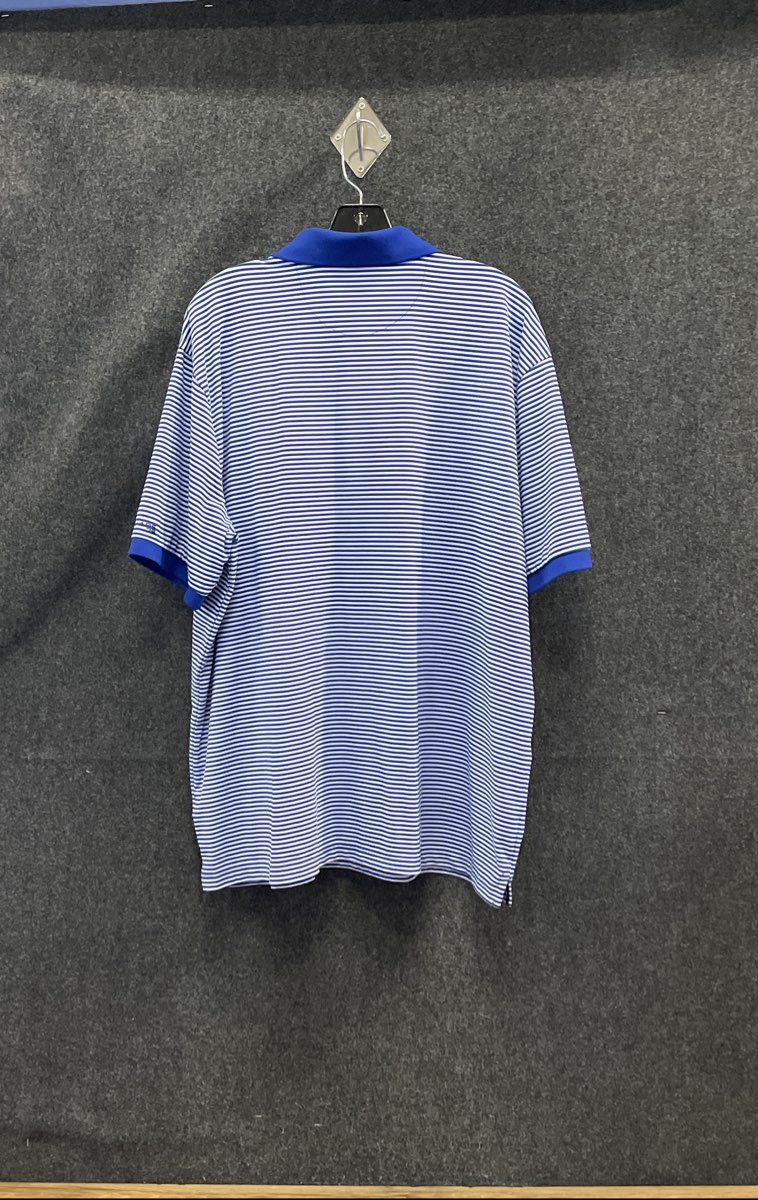 Chaps Golf 78 Men's Blue White Striped Stay-Dry Short Sleeve Polo Shirt Sz XXL