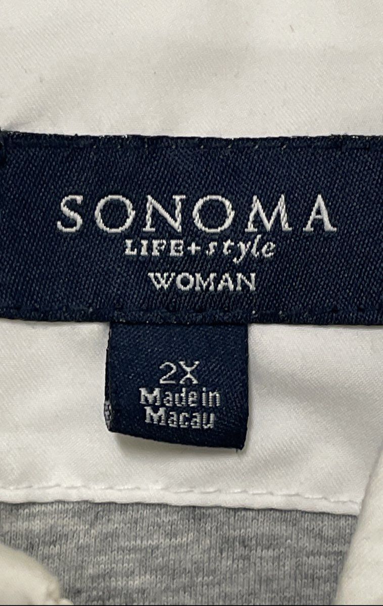 Sonoma Women's White Quilted Puffer Vest Full Zip Cotton Lined Sz 2X