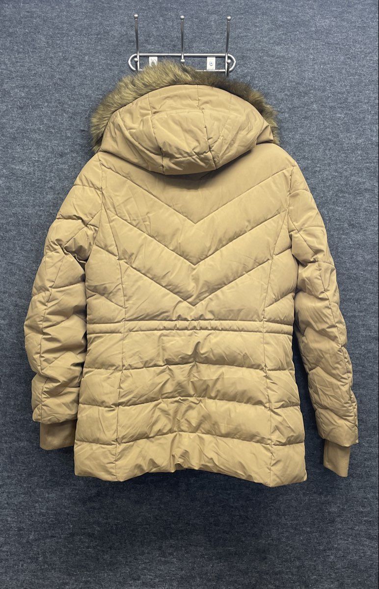 MICHAEL Michael Kors Women's Tan Faux Fur Trim Hooded Puffer Jacket Sz S