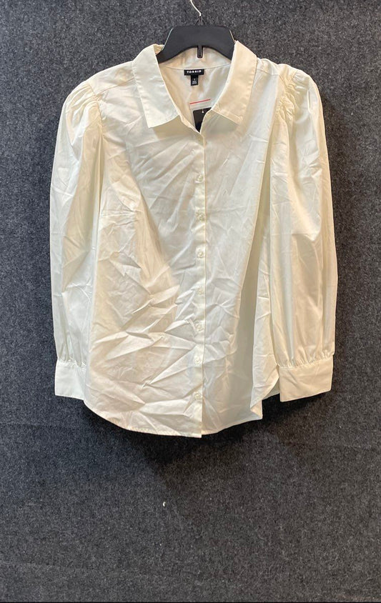 Torrid Women's White Puff Sleeve Stretch Cotton Button Up Blouse Plus Size 1