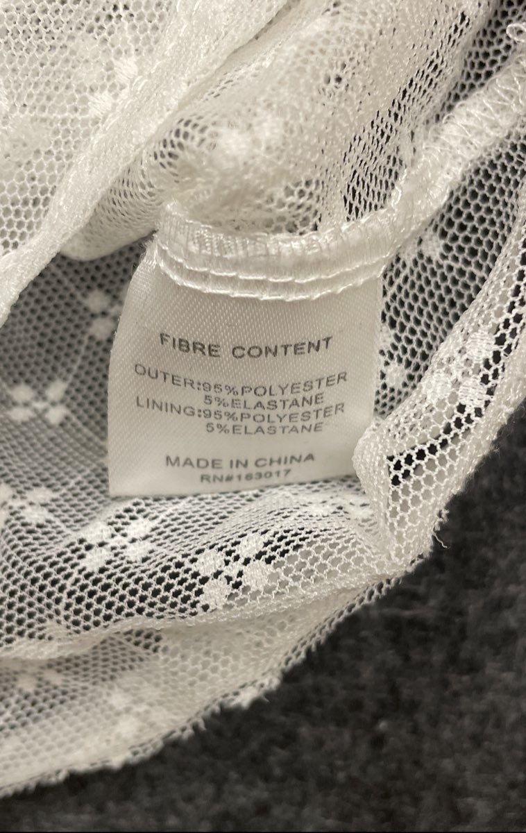 Princess Polly Hot Fuzz Crop Top White Sheer Mesh Bustier Long Sleeve Women's 8