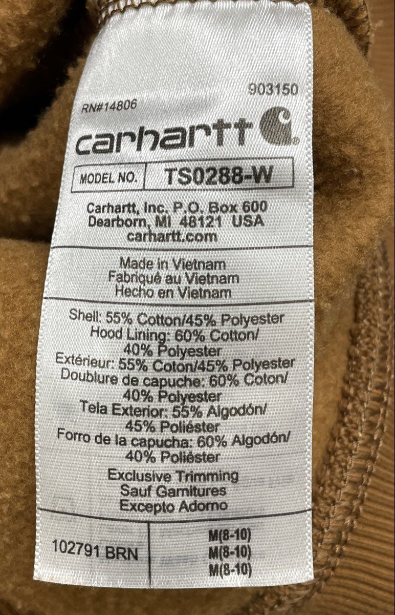 Carhartt Women's Brown Relaxed Fit Graphic Sleeve Hoodie Size M 8-10