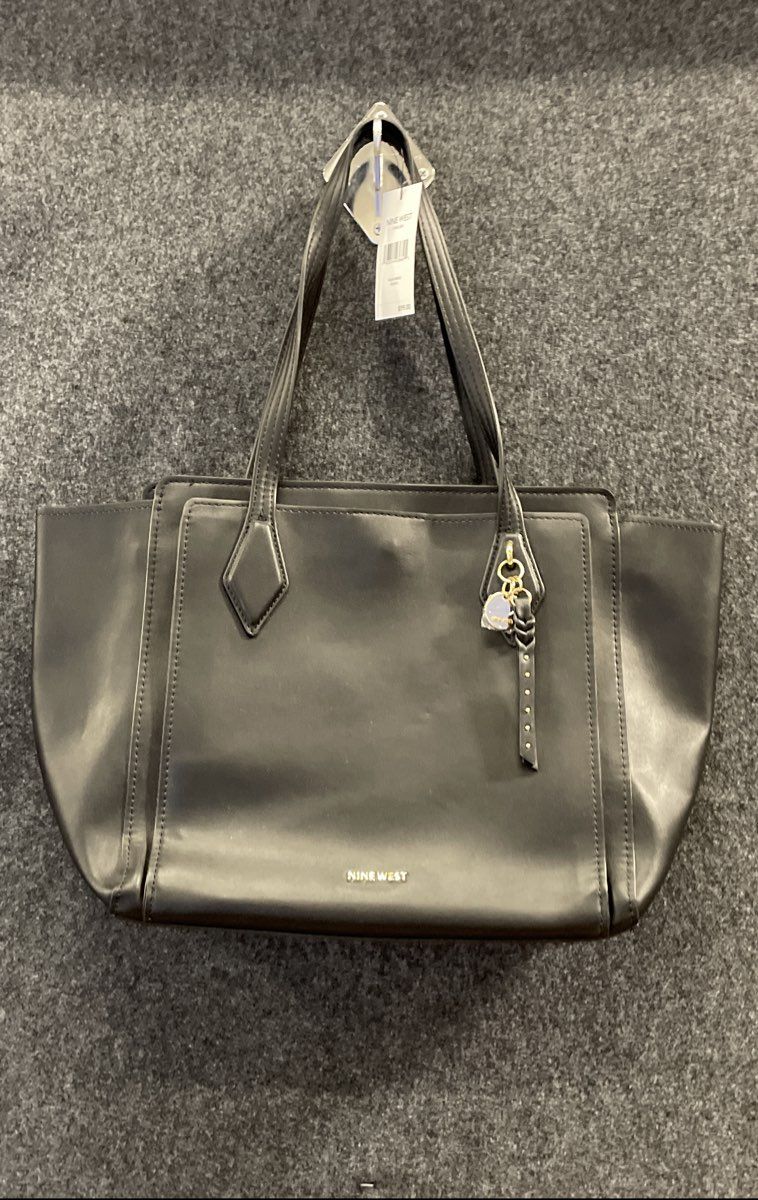 Nine West Black Chelsea Tote Bag Faux Leather Handbag NWT