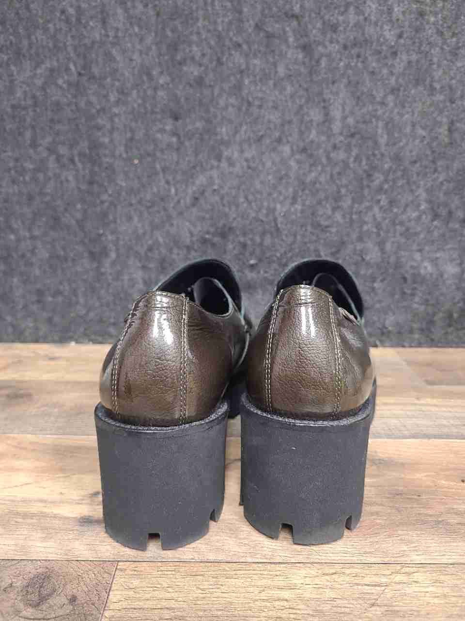 Mephisto Metallic Bronze Leather Platform Penny Loafers Women's Size 10 EUR 8.5