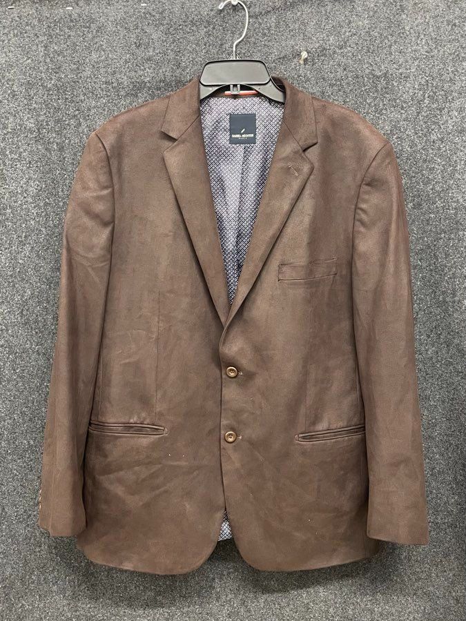 Daniel Hechter Men's Brown Faux Suede Two Button Sport Coat Blazer Size L