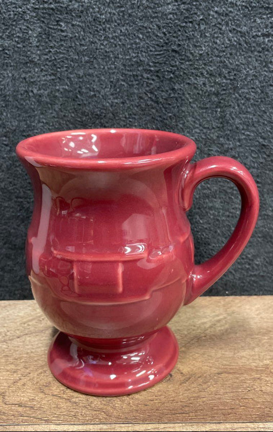 Longaberger Pottery Burgundy Red Basketweave Pedestal Mug Vitrified Stoneware