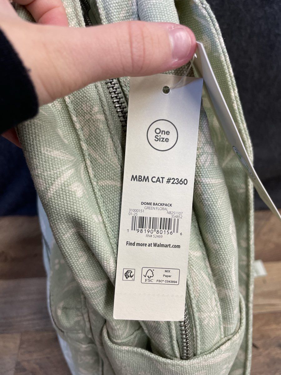 NWT No Boundaries Green Floral Daisy Print Dome Backpack Canvas Recycled Bag