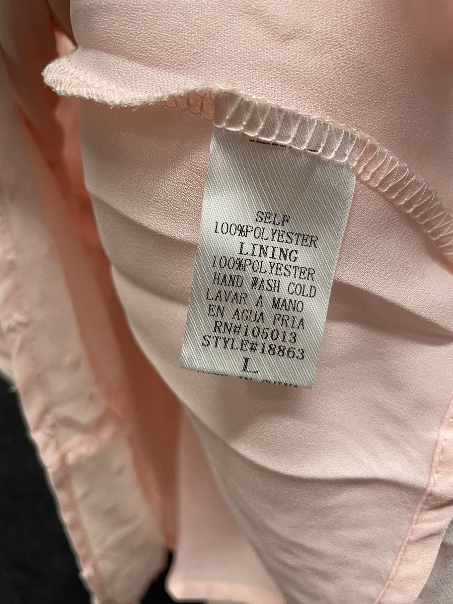 Savana Jane Women's Pink Swiss Dot Ruffle Square Neck Peplum Blouse Sz L NWT