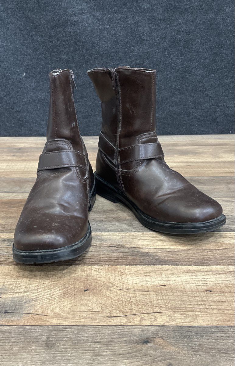 Sonoma Abram Brown Boys Side Zip Harness Biker Boots Size 6 Medium