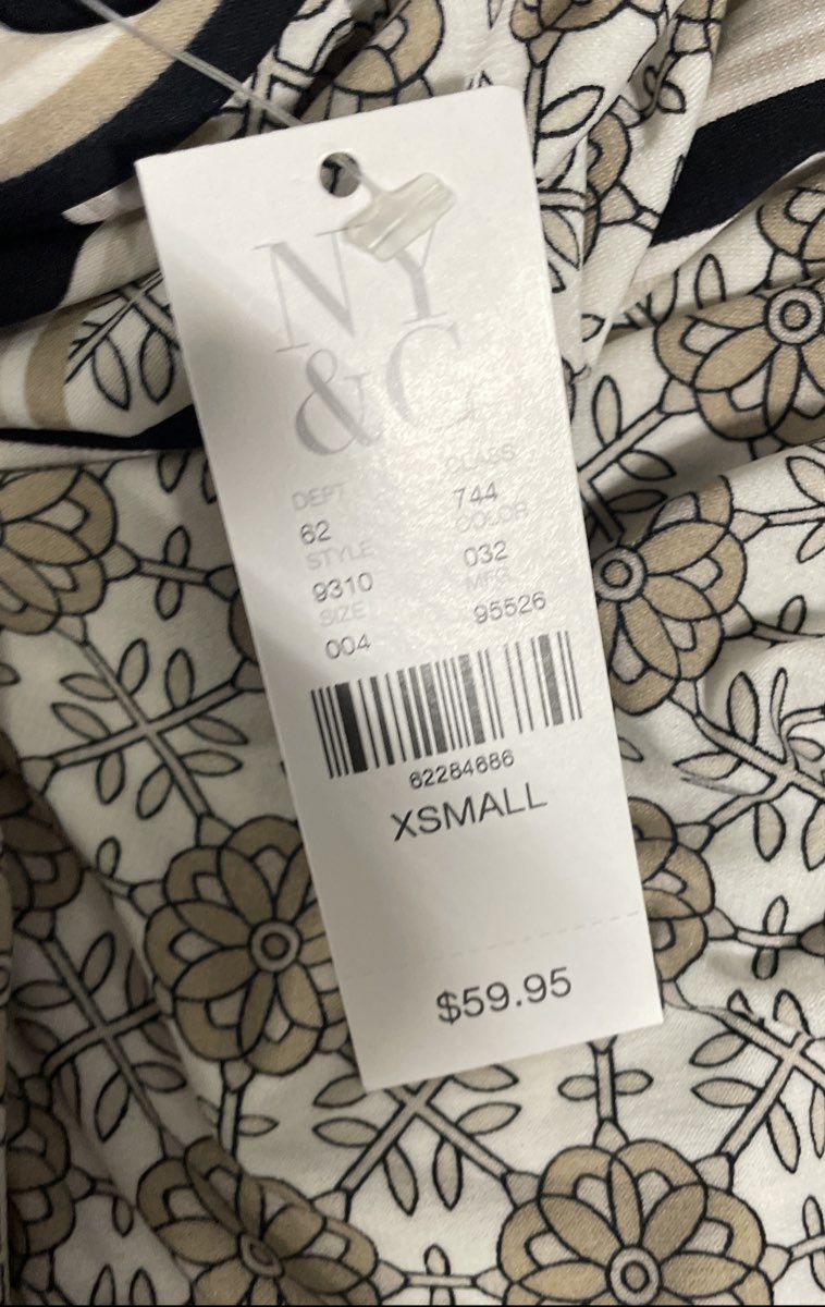 New York & Company Women's White Geometric Tile Print Dress Sz XS NWT