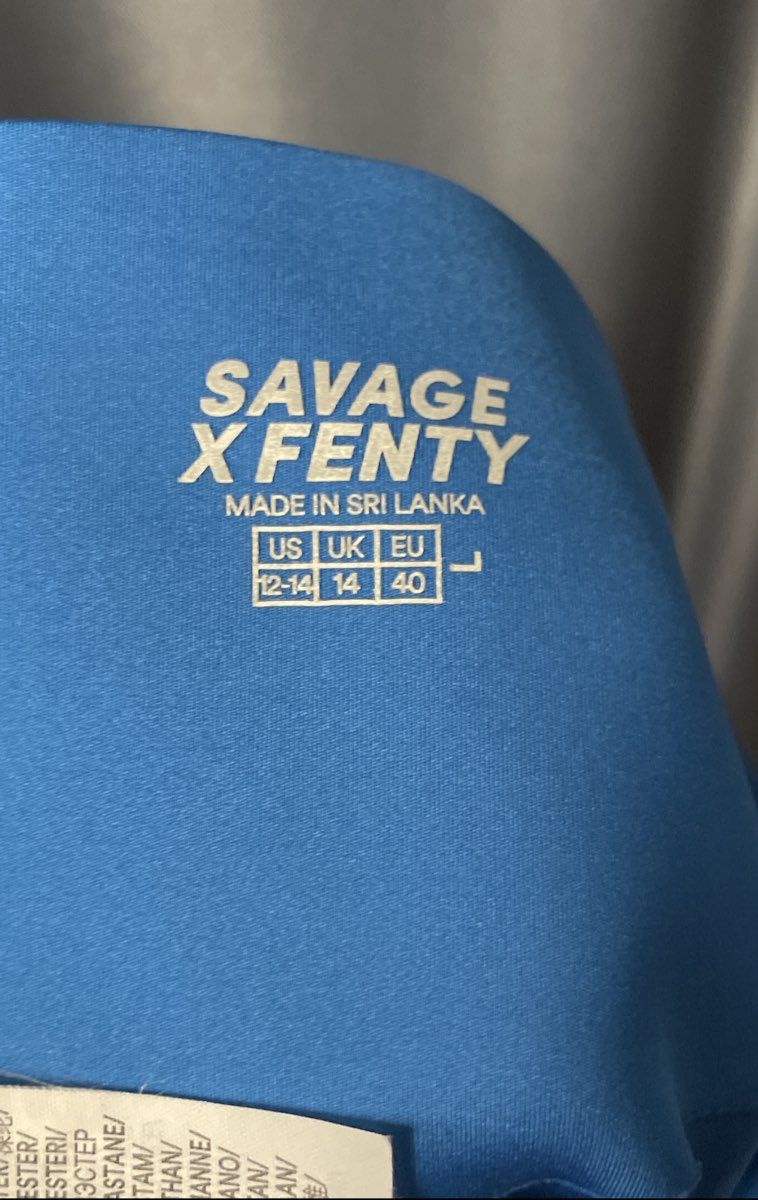 Savage x Fenty Women's Blue Workout Set Strappy Bra XL Leggings L